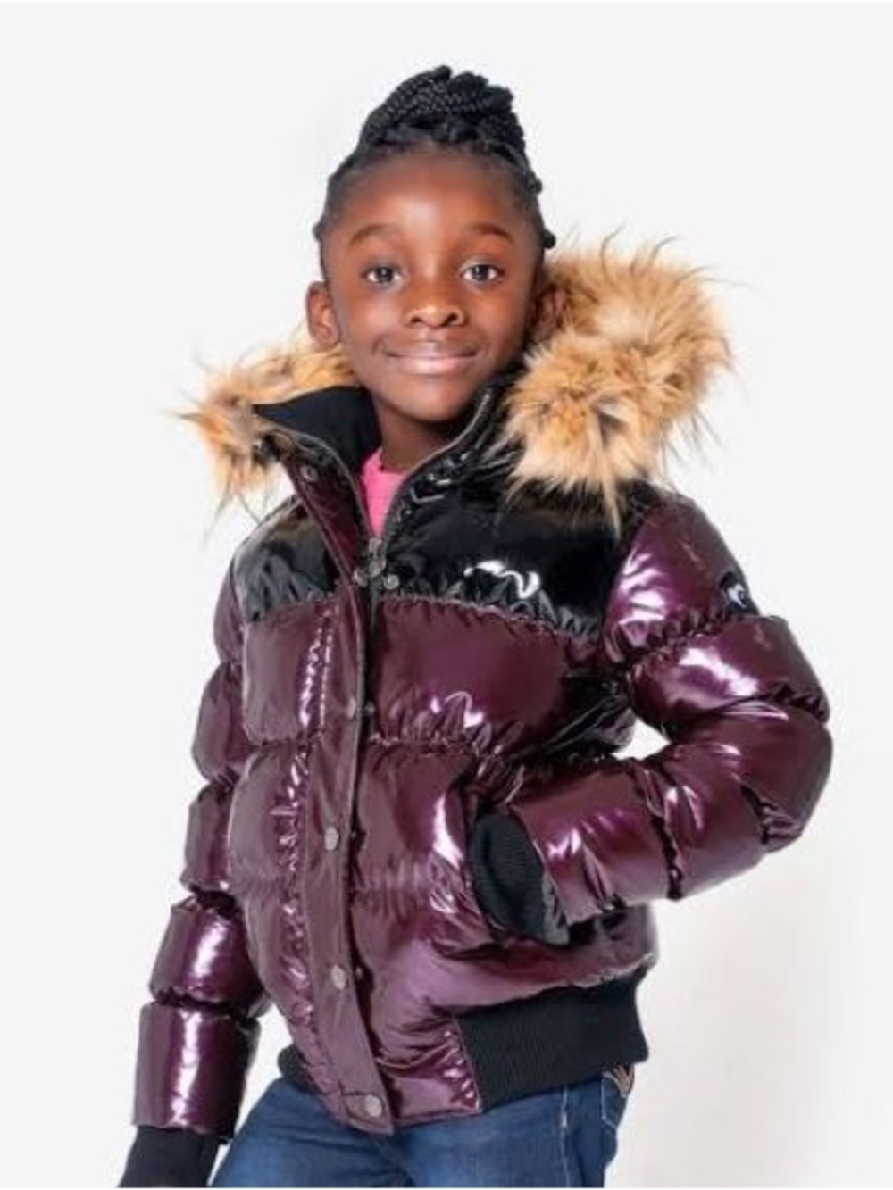Appaman Metallic Plum and Black Quilted Puffer Jacket